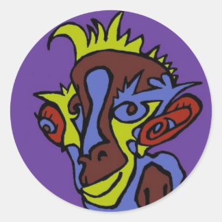 Sticker Rond Alien Monkey