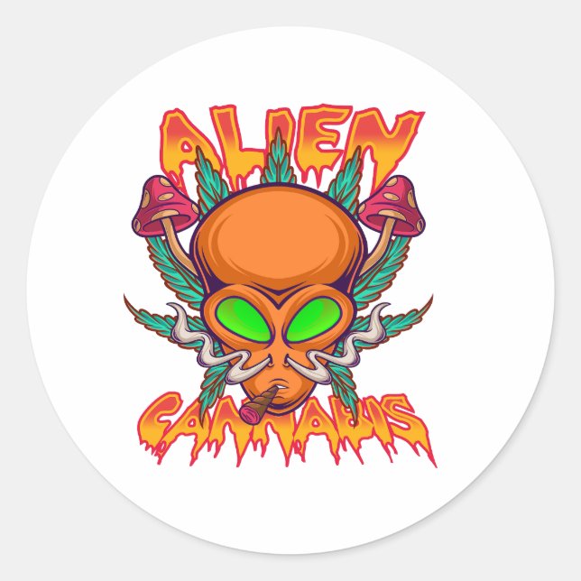 Sticker Rond alien orange (Devant)