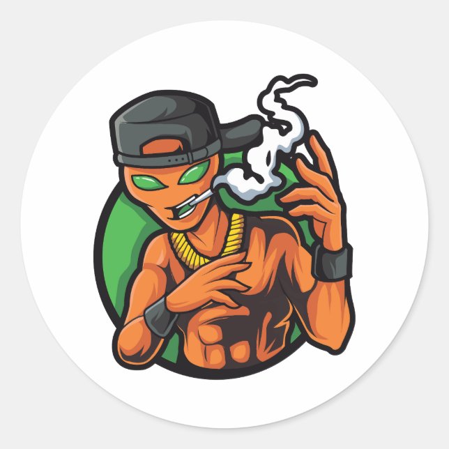 Sticker Rond alien orange (Devant)