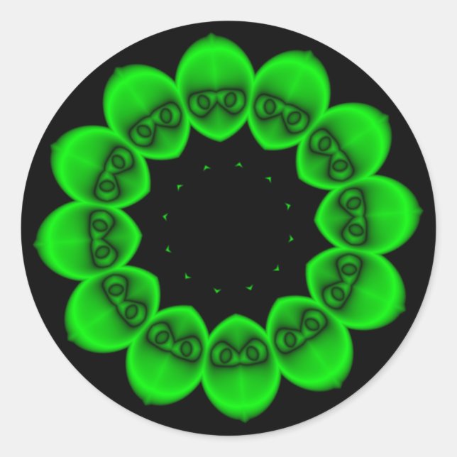 Sticker Rond Alien vert circulaire Abstrait (Devant)
