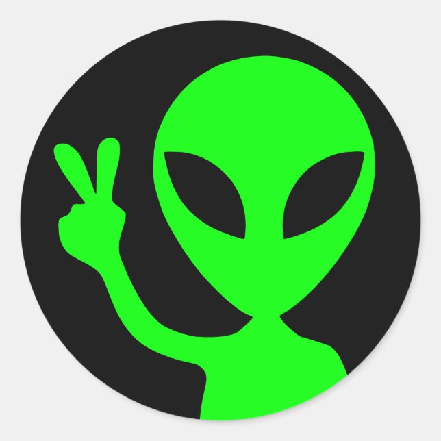 Sticker Rond Alien vert clair et pacifique noir (Devant)