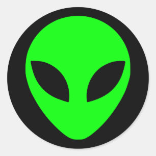 Sticker Rond Alien vert et noir