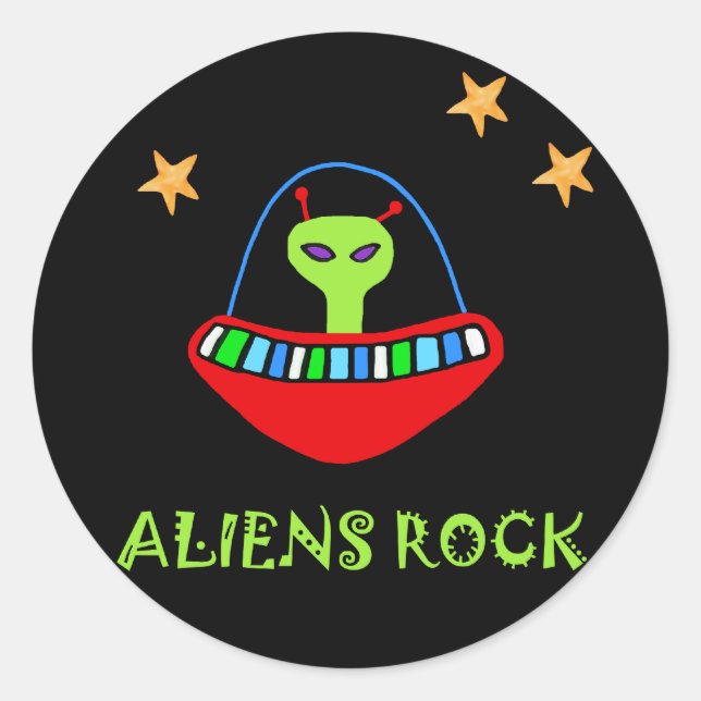 Sticker Rond aliens, OK ! (Devant)