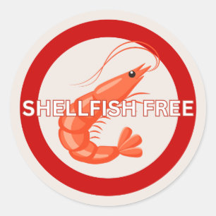 Sticker Rond Alimentation Allergie Coquillages Alerte libre Sti