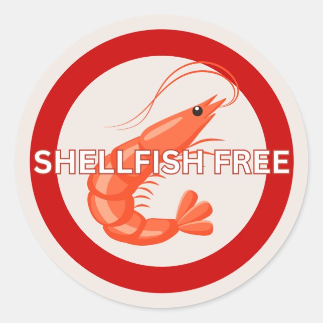 Sticker Rond Alimentation Allergie Coquillages Alerte libre Sti (Devant)