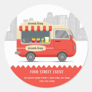 Sticker Rond Alimentation camion rue frites snack