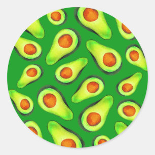 Sticker Rond Alimentation de fruits de santé vert Avocado