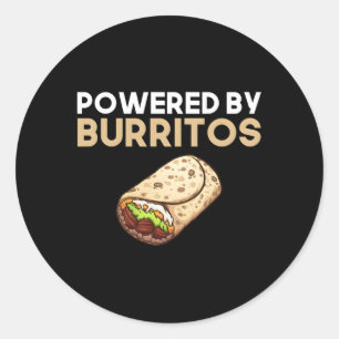Sticker Rond Alimenté Par Burritos Burrito Mexicain Fanatic