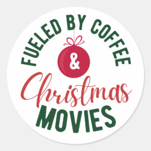 Sticker Rond Alimenté Par Des Films De Café Et De Noël