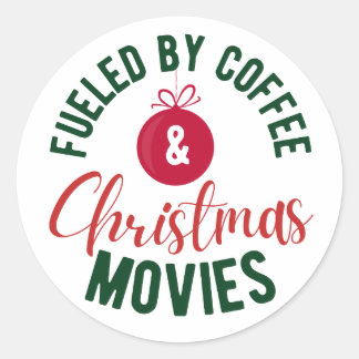 Sticker Rond Alimenté Par Des Films De Café Et De Noël