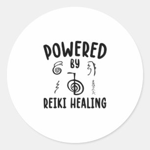 Sticker Rond Alimenté par la guérison Reiki   Idées cadeaux