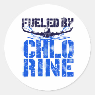 Sticker Rond Alimenté par la piscine de natation au chlore