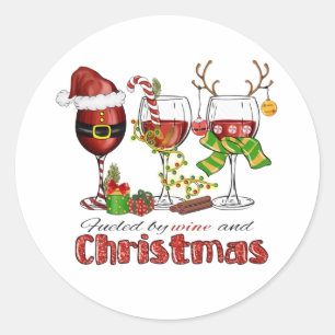 Sticker Rond Alimenté par le vin et Noël
