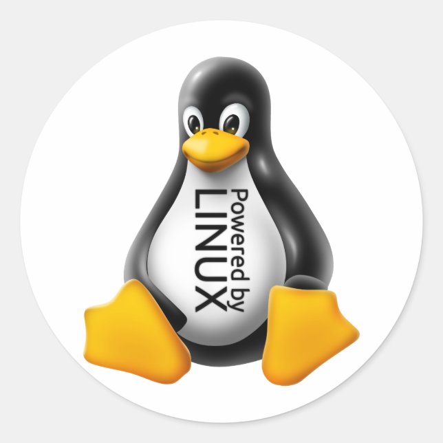 Sticker Rond Alimenté par Linux (Devant)