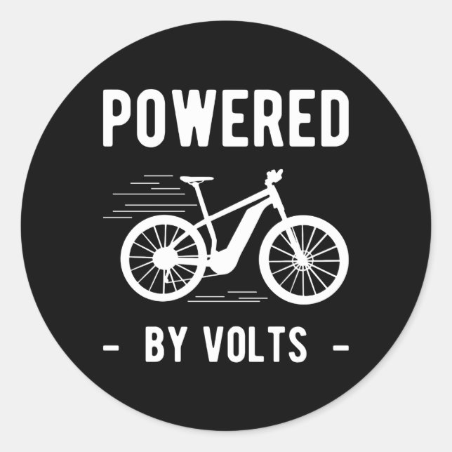 Sticker Rond Alimenté Par Volts Vélo Électrique E-Vélo (Devant)