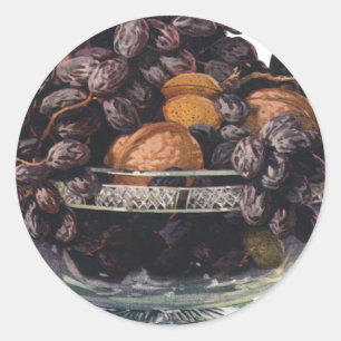 Sticker Rond Aliments Rétro, Noix et Amandes, Fruits et Noix