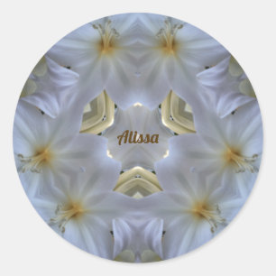 STICKER ROND ALISSA ~ EASTER LILY RELIGIEUX BLANC ~