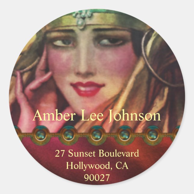 Sticker Rond Alkmaar Cachemire en rouge et or (Devant)