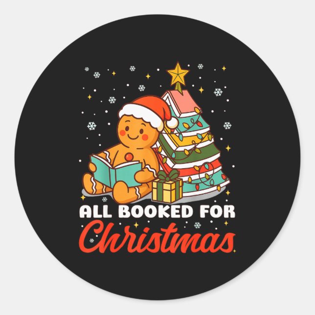 Sticker Rond All Booked For Christmas Gingerbread Christmas Tre (Devant)