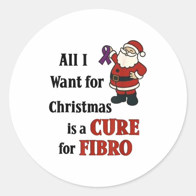 Sticker Rond All I Want For Christmas Is A For Fibro  (Devant)
