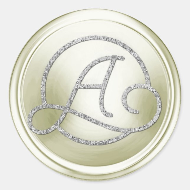 Sticker Rond ALL INITIALS Silver Circle Monogram Cream (Devant)