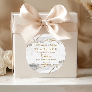 Sticker Rond All White Affair Birthday Party Thank you