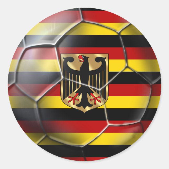 Sticker Rond Allemagne Drapeau de soccer rayé cadeaux de footba (Devant)
