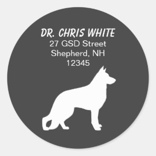 Sticker Rond Allemand Berger Chien Silhouette Adresse de retour