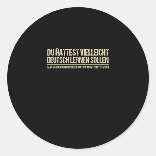 Sticker Rond allemand drôle dire (Devant)