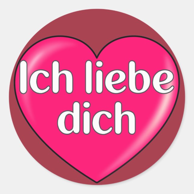 Sticker Rond Allemand - Je vous aime (Devant)