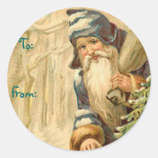 Sticker Rond Allemand Père Noël Nom de Noël Tags