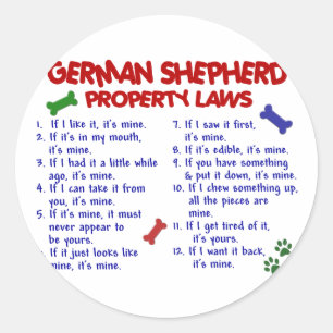 Sticker Rond ALLEMAND SHEPHERD Propriété Lois 2