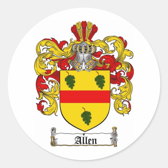 STICKER ROND ALLEN FAMILLE CREST - ALLEN COAT D'ARMES (Devant)