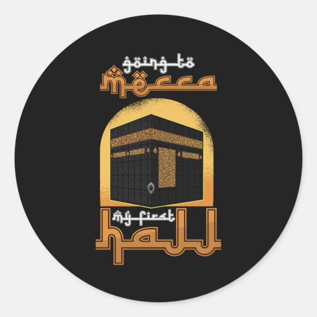 Sticker Rond Aller À La Mecque Hajj Musulman Islam Allah Mosque (Devant)