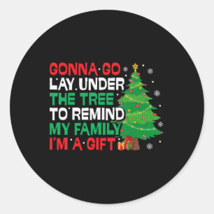 Sticker Rond Aller S'Allonger Sous L'Arbre Drôle Noël De Famill