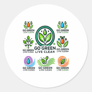Sticker Rond Aller Vert Vivre Propre Chemise T Valeur Hommes Fê