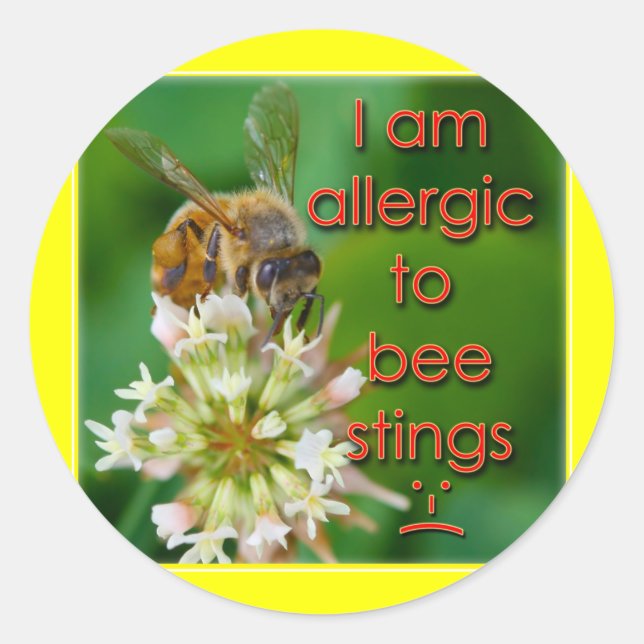 Sticker Rond Allergie aux piqûres d'abeilles - idéal pour les e (Devant)
