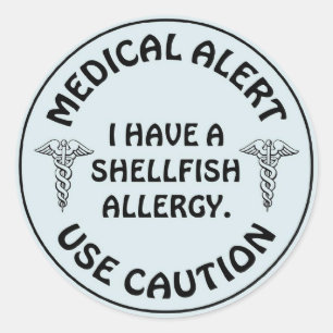 STICKER ROND ALLERGIE DES COQUILLES