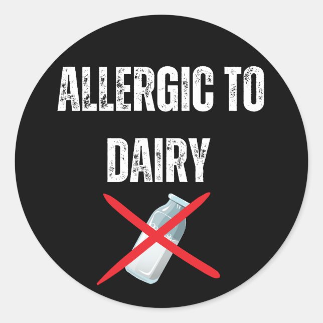 Sticker Rond Allergique aux produits laitiers (Devant)