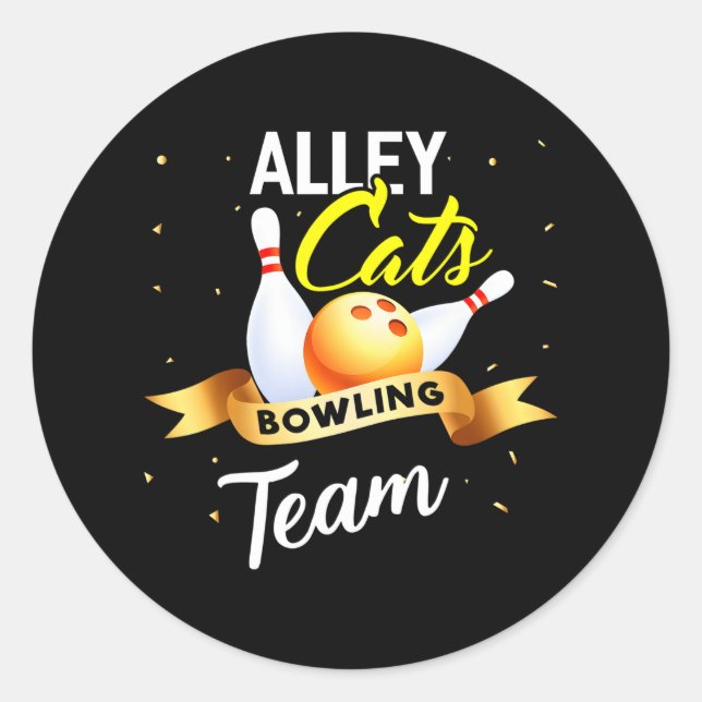 Sticker Rond Alley Cat Bowling Funny Bowler Bowler (Devant)