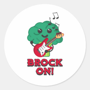 Sticker Rond Allez ! Caricature de Brocoli mignonne et Punny