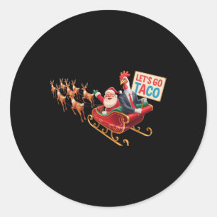 Sticker Rond Allez Taco - Drôle Sleigh Ride avec le Père Noël