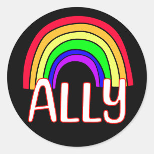 Sticker Rond Alliance LGBTQIA+ Cute Rainbow Support Pride