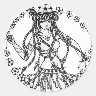 Sticker Rond Alliecat Tribal Belly Dancer