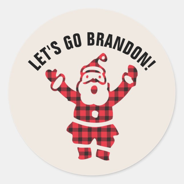 STICKER ROND ALLONS BRANDON ! BÂTIMENTS DE PÈRE NOËL CHRISTMAS (Devant)