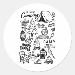Sticker Rond Allons camper, amoureux de la nature, aventure au