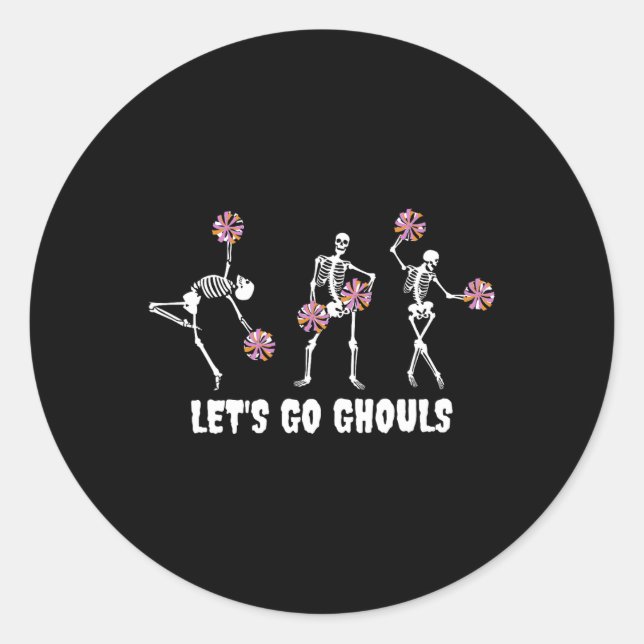 Sticker Rond Allons Ghouls Squelette Pom-pom girl Halloween Che (Devant)