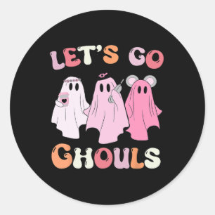 Sticker Rond Allons Gouls Halloween Ghost Costume Ret