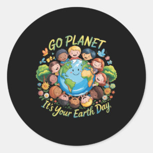 Sticker Rond Allons Planète Jour de la Terre 2026 Enseignant En