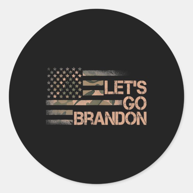 Sticker Rond Allons-y Brandon Allons-y Brandon Camouflage Améri (Devant)